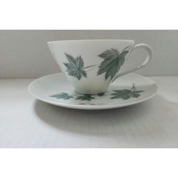 Noritake Cookin Serve Bone China Wild Ivy Cup & Saucer Set White Green Japan - Picture 1 of 7